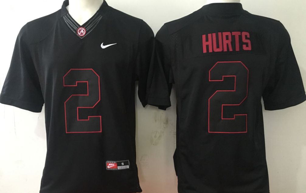 Men Alabama Crimson Tide #2 Hurts Black Nike 2025 NCAA Jersey